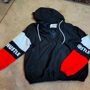 Orange Kiss Windbreaker Hustle hoodie juniors womens sz large